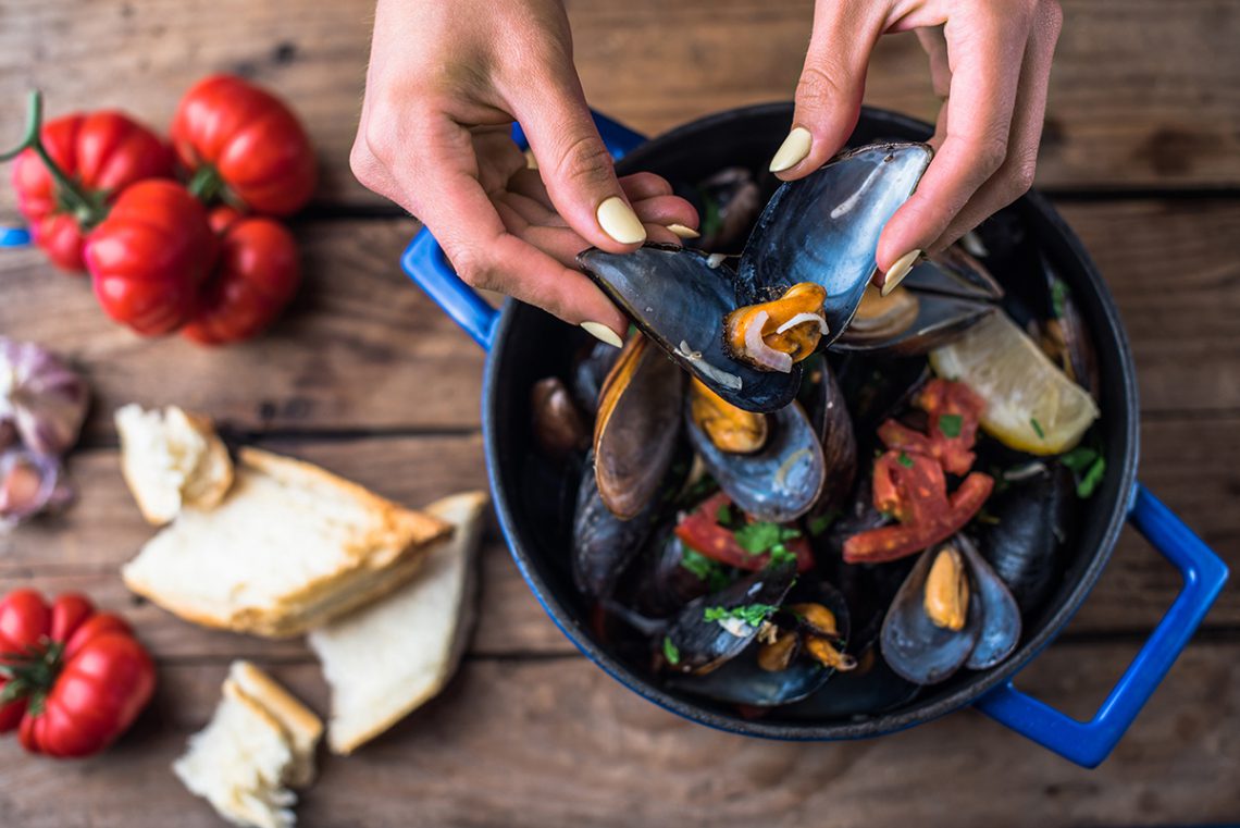Greek mussels with Odessa twist. Delicious recipes from famous chefs.