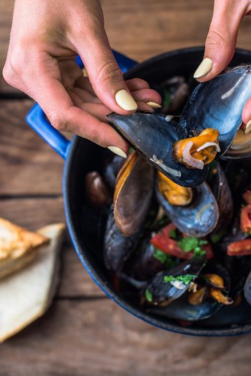 Greek mussels with Odessa twist. Delicious recipes from famous chefs.