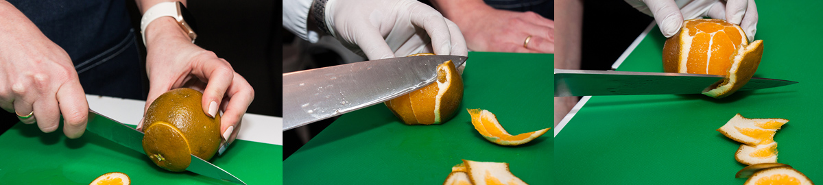 Peel oranges