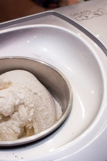 Timut pepper gelato. Culinary school recipes of of world-famous dishes.
