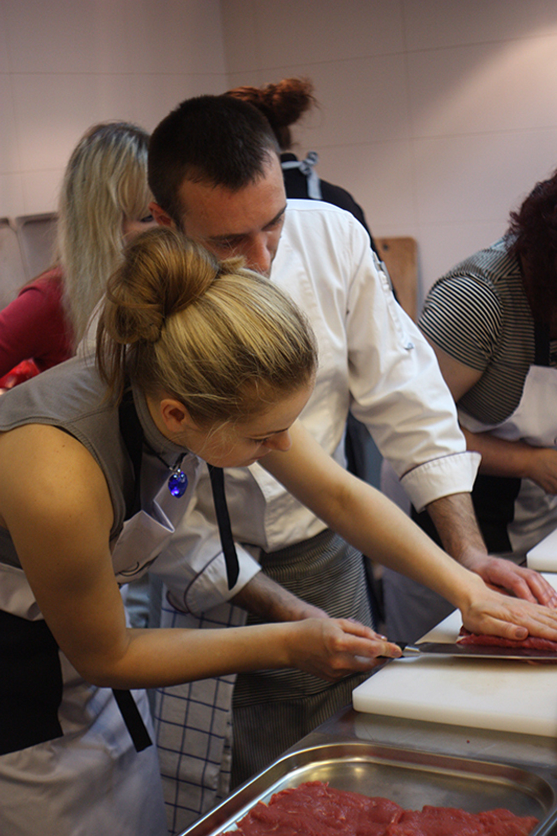 Chopping of meat. Meat & Grill & Barbecue Course. Сooking school "My Odessa Cuisine".