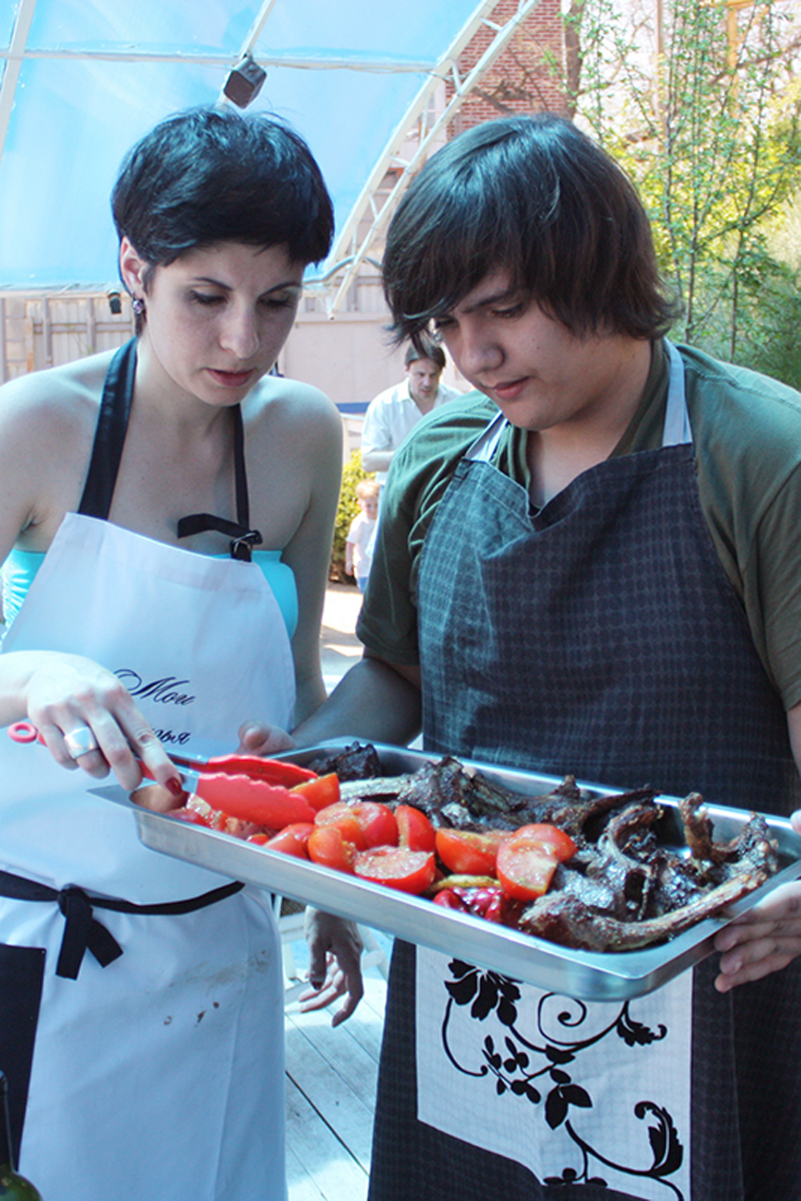 Tomatoes and meat. Meat & Grill & Barbecue Course. Сooking school "My Odessa Cuisine".