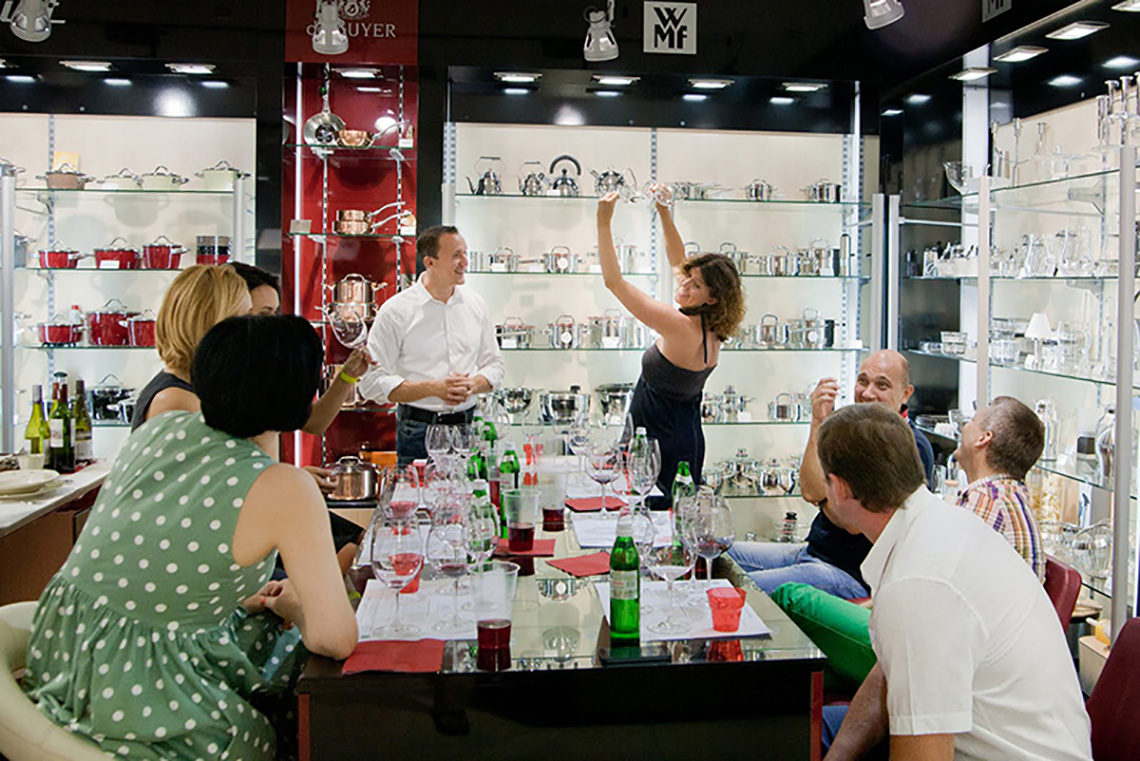 Riedel Wine Glass Tasting at “12 Persons”. Cooking classes in Ukraine.