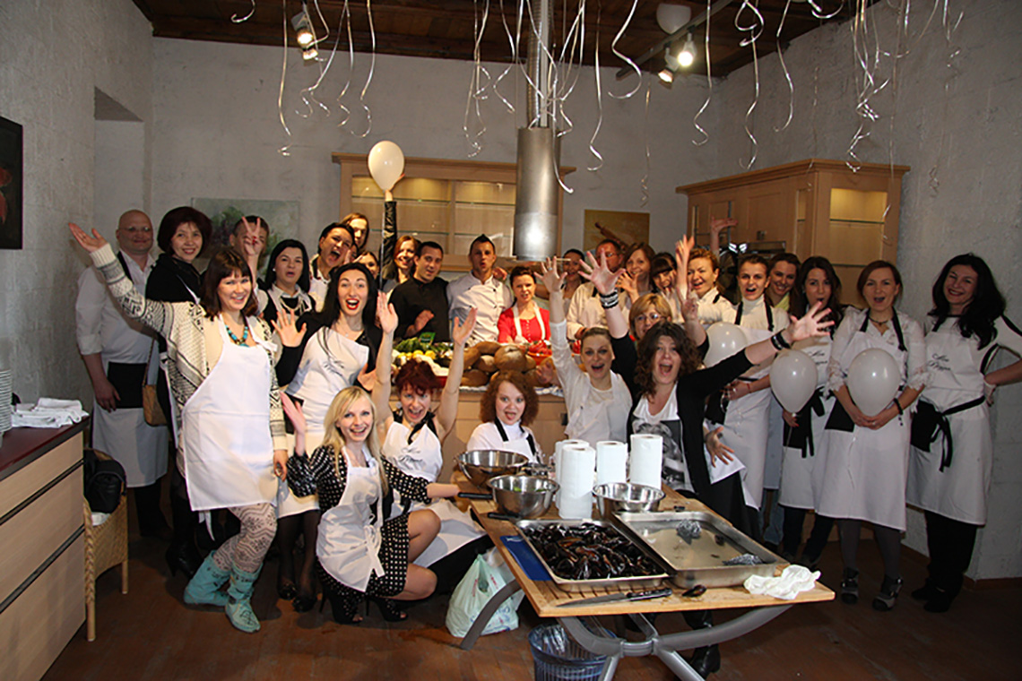 Happy moments. The birthday of “My Friends” cooking school. Cooking school in Ukraine.