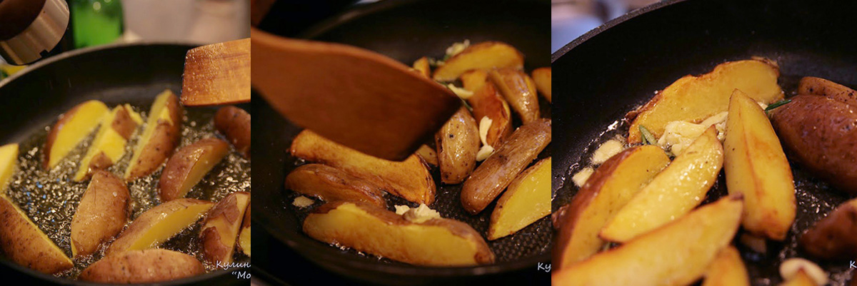 Frying. Provencal potato wedges. Best step by step cooking recipes with pictures