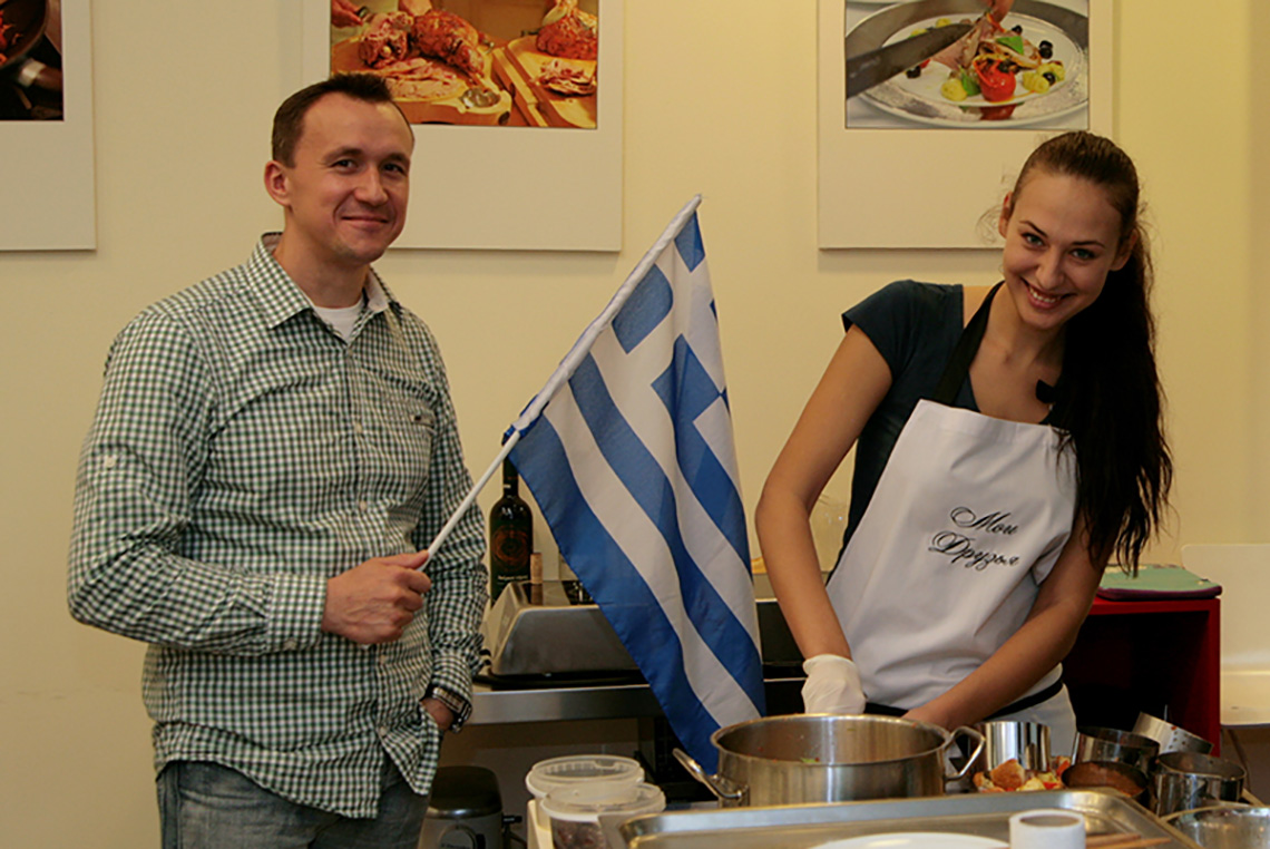Delicious Greek cuisine. Culinary team building for Marfin Bank. Cooking classes in Ukraine.