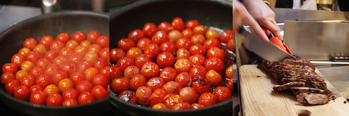 Cook cherry tomatoes