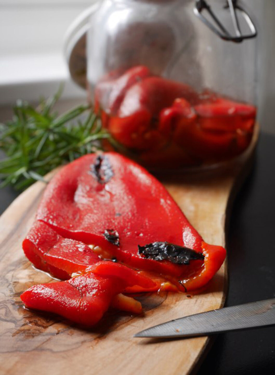 Honey-balsamic bell peppers with rosemary