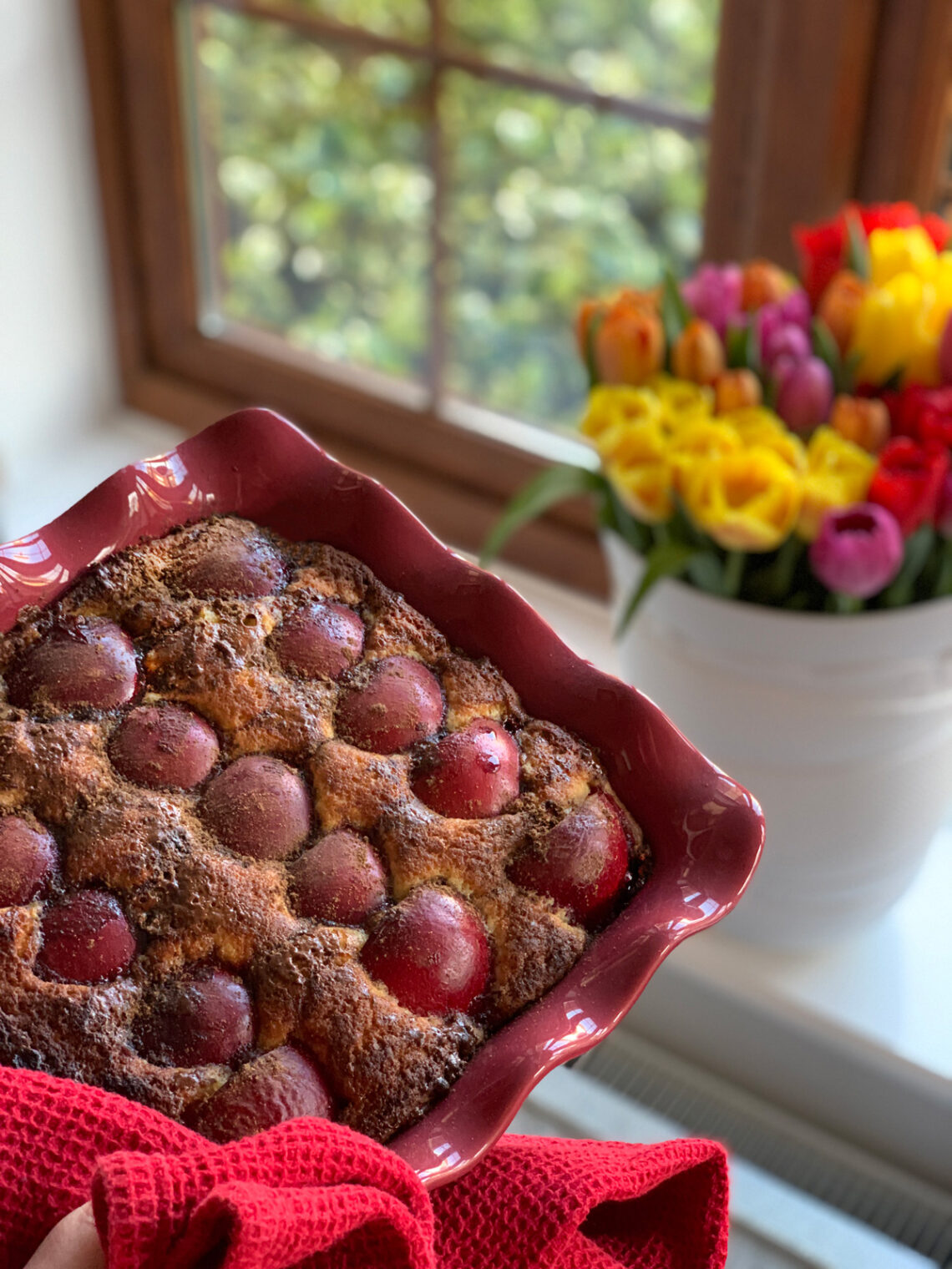 Odessa sweet cake with sour plums. Best food photos and recipes in Maria Kalenska blog