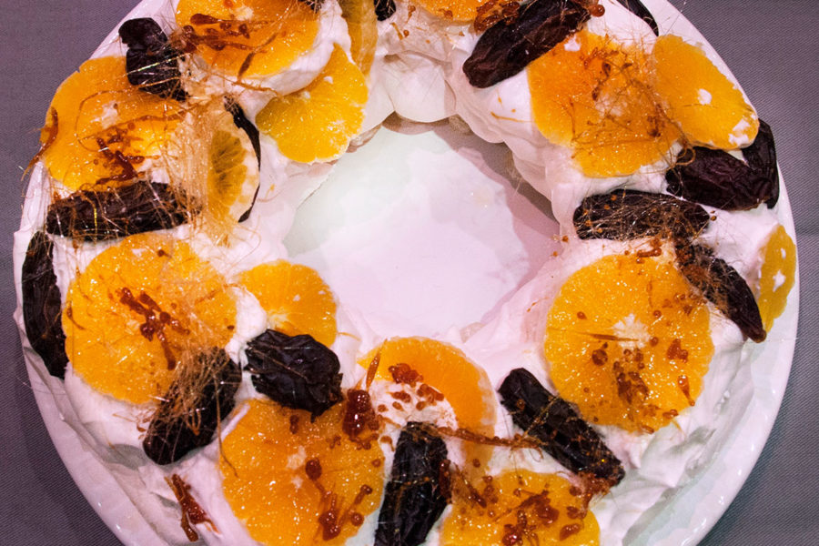 Oranges Pavlova wreath. Best food photos and recipes in Maria Kalenska blog