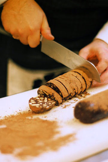 Chocolate salami. Delicious recipes from famous chefs.