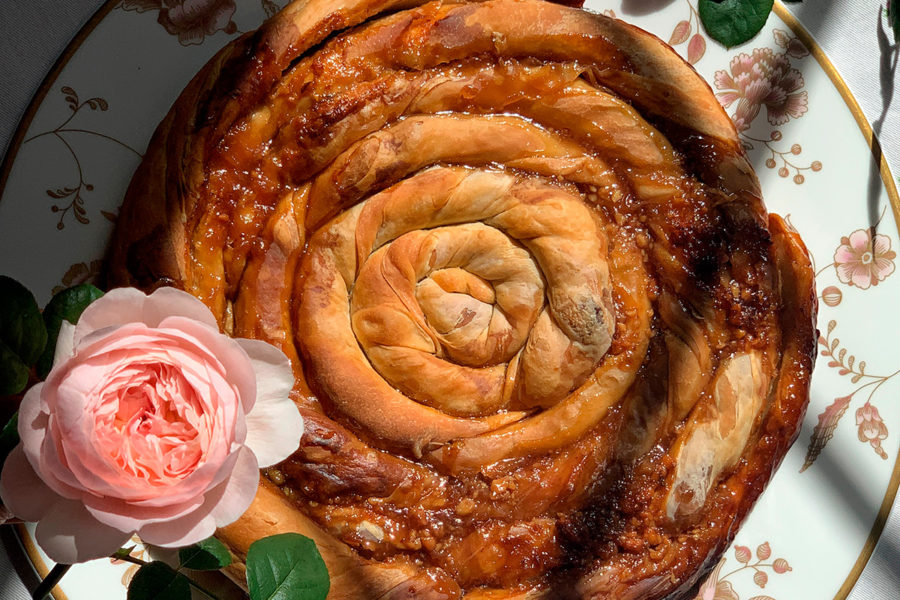 Rose petal jam & walnuts vertuta pastry. Best cooking recipes with step-by-step photos.